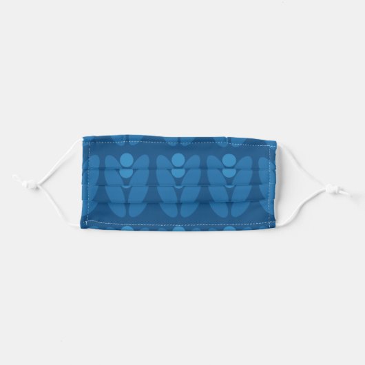 Classic blue flowers in scandinavian style adult cloth face mask (Front, Folded)