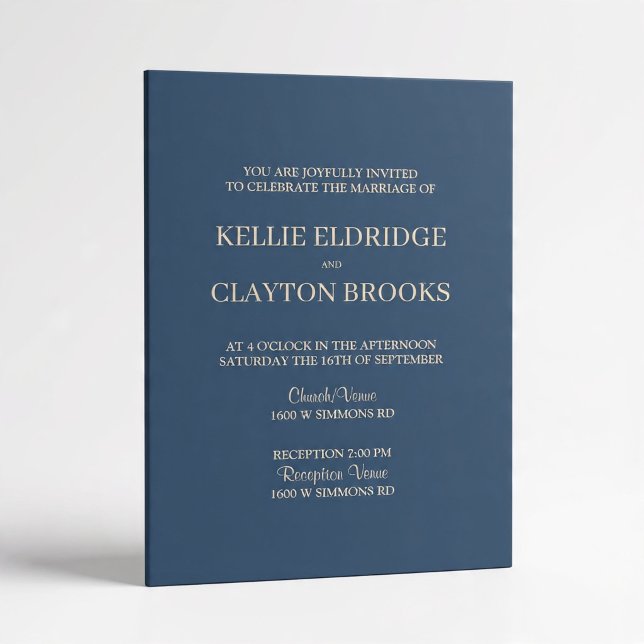 Classic Blue Forever Love Wedding Invitation (Creator Uploaded)