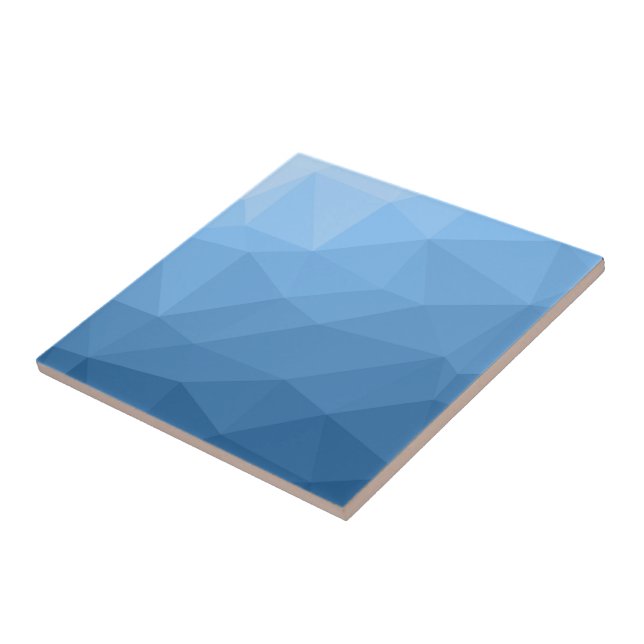 Classic Blue geometric mesh ombre pattern Ceramic Tile (Side)