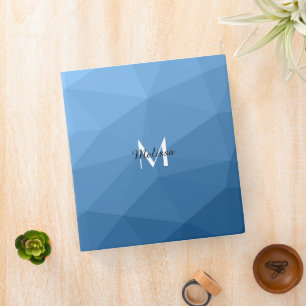 Classic Blue geometric mesh ombre pattern Monogram 3 Ring Binder
