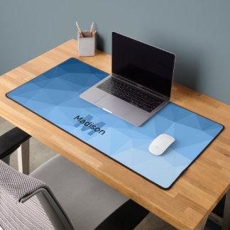 Classic Blue geometric mesh ombre pattern Monogram Desk Mat