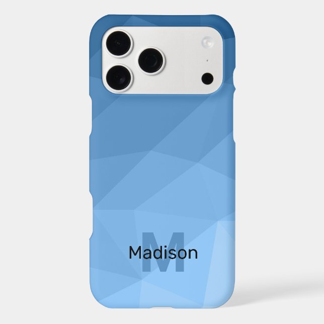 Classic Blue geometric mesh ombre pattern Monogram iPhone Case (Back)