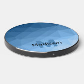 Classic Blue geometric mesh ombre pattern Monogram Wireless Charger (Front 2)