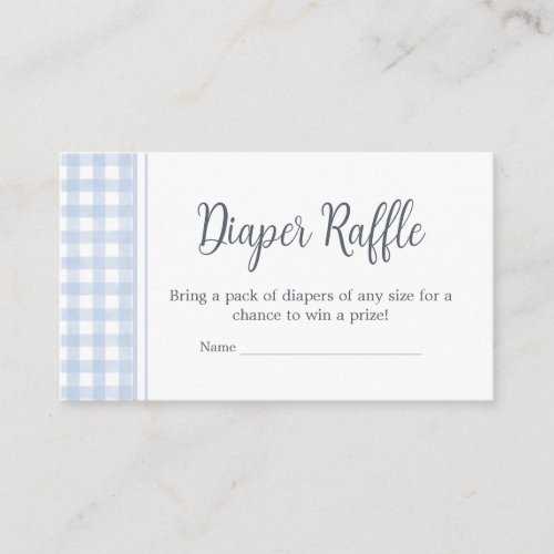 Classic Blue Gingham Baby Shower Diaper Raffle Enclosure Card