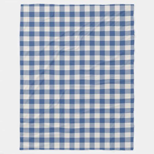 Classic Blue Gingham Check Pattern Fleece Blanket