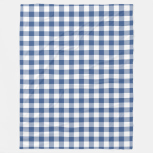 Classic Blue Gingham Check Pattern Fleece Blanket