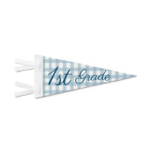 Classic Blue Gingham First Grade First Day Photo