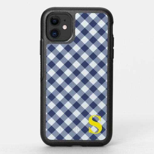 Classic Blue Gingham Monogram OtterBox Symmetry iPhone 11 Case