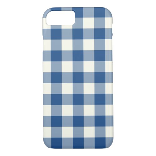 Classic Blue Gingham Pattern iPhone 7 Case
