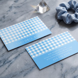 Classic Blue Gingham Raised Spot UV Business Card