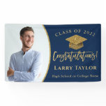 Classic Blue Gold Graduate Photo Graduation Party Banner Classic Blue Gold Graduate Photo Graduation Party Banner