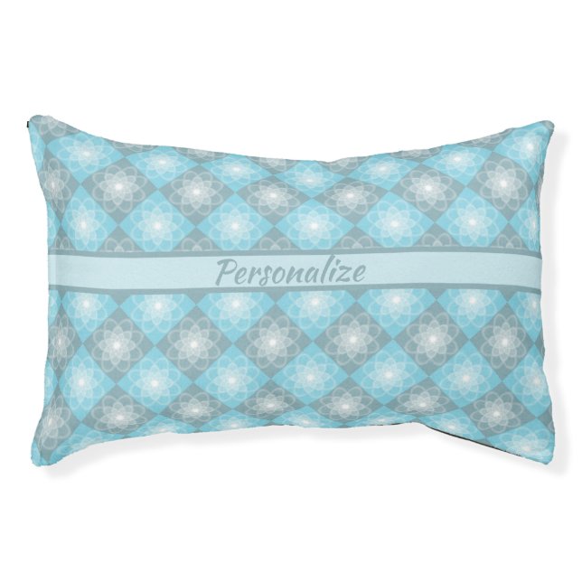 Classic Blue & Gray Diamond Shape Pattern Cat Dog Pet Bed (Front)