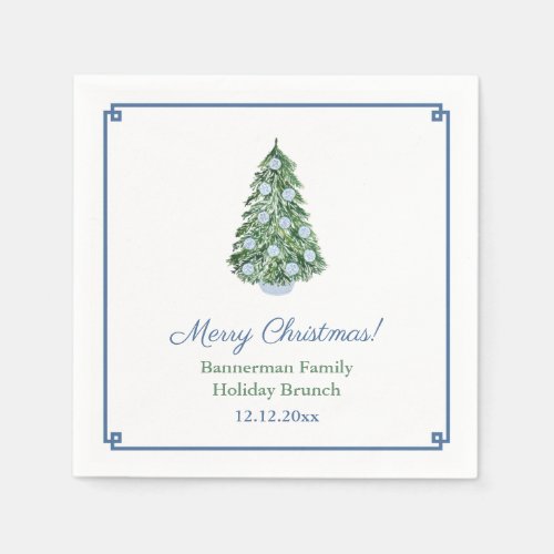 Classic Blue Green Chinoiserie Christmas Party Napkins