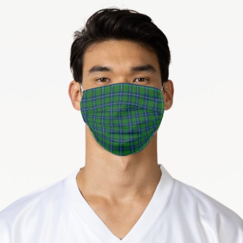 Classic Blue Green Christmas Tartan Plaid Pattern  Adult Cloth Face Mask