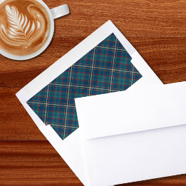 Classic Blue Green Gold Tartan Plaid Vintage  Envelope Liner