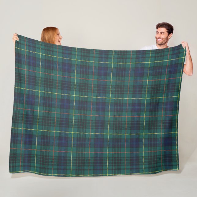 Classic Blue Green Plaid  Fleece Blanket (In Situ)