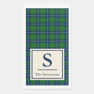 Classic Blue Green Tartan Plaid Personalized Paper Guest Towels