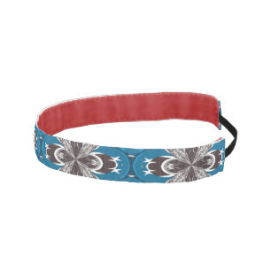 Classic Blue Grey and White Repeat Tile Pattern Athletic Headband