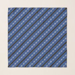 Classic Blue Grey Black Regimental Stripes Pattern Scarf