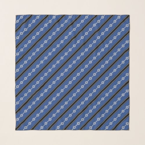 Classic Blue Grey Black Regimental Stripes Pattern Scarf