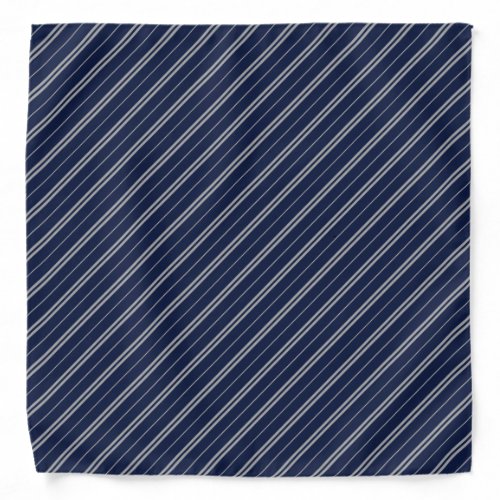 Classic Blue Grey School Stripes Pattern Bandana