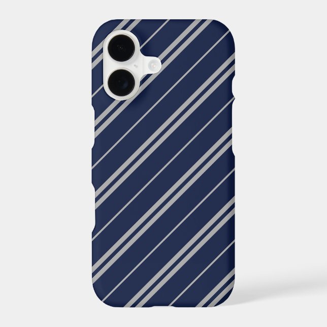 Classic Blue Grey School Stripes Pattern Case-Mate iPhone Case (Back)