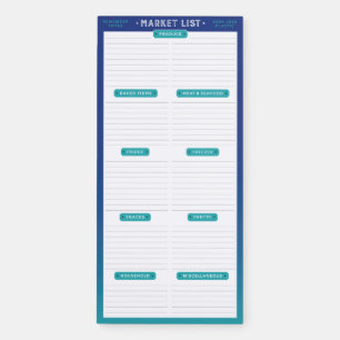 Classic Blue Grocery List Magnetic Notepad