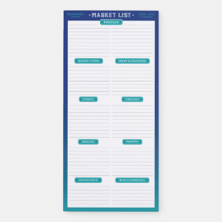 Classic Blue Grocery List Magnetic Notepad