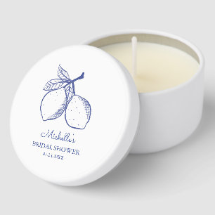 Classic Blue Hand-Drawn Lemon Bridal Shower Mini Candle Favors