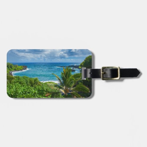 Classic Blue Hawaii Tropical Island Sea Palms Luggage Tag