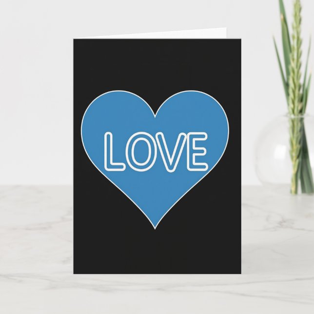 Classic Blue Heart Love Card (Front)