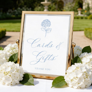 Classic Blue Hydrangea Cards and Gifts Sign