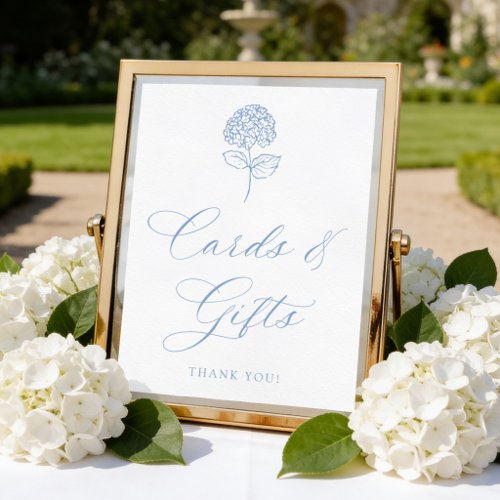 Classic Blue Hydrangea Cards and Gifts Sign