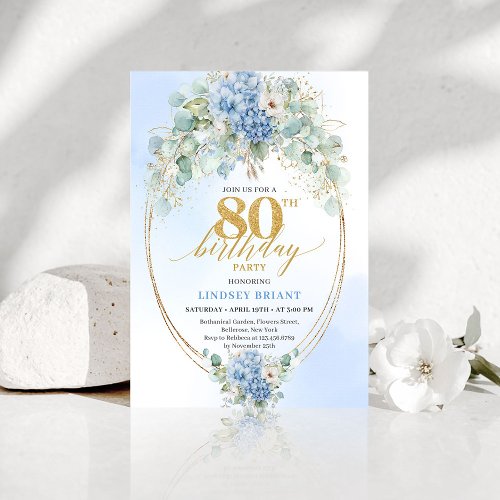 Classic Blue Hydrangea Eucalyptus 80th Birthday  