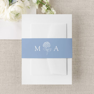 Classic Blue Hydrangea Monogram Wedding Invitation Belly Band