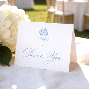 Classic Blue Hydrangea Photo Wedding Letterpress Thank You Card