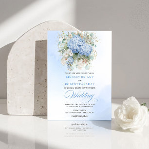 Classic Blue Hydrangea Watercolor Wedding Invitе Invitation