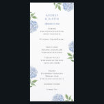 Classic Blue Hydrangea Wedding Dinner Menu<br><div class="desc">This beautiful design features blue hydrangea blooms and your custom text. Use the template form to add your information. The Design Tool can be used to access the advanced editing menu where you can change the font, colors and layout of the text, or add text to the back of the...</div>