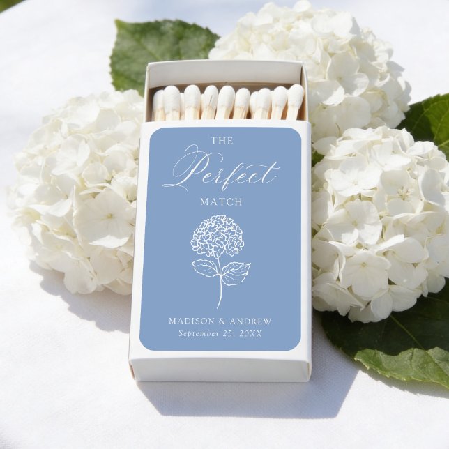 Classic Blue Hydrangea Wedding Matchboxes (Creator Uploaded)