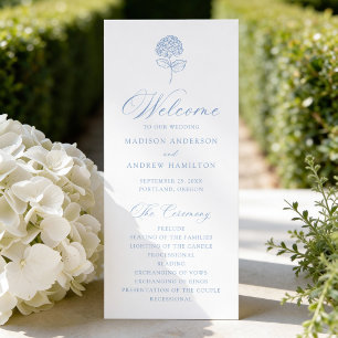 Classic Blue Hydrangea Wedding Program