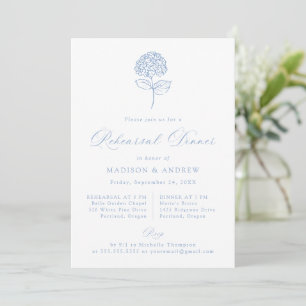 Classic Blue Hydrangea Wedding Rehearsal Dinner Invitation
