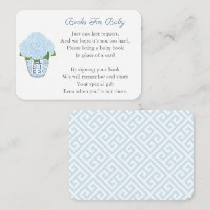 Classic Blue Hydrangeas Baby Shower Bring A Book Enclosure Card