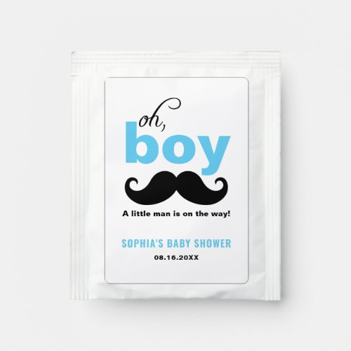 Classic Blue Its a Boy Mustache Baby Shower Tea Bag Drink Mix