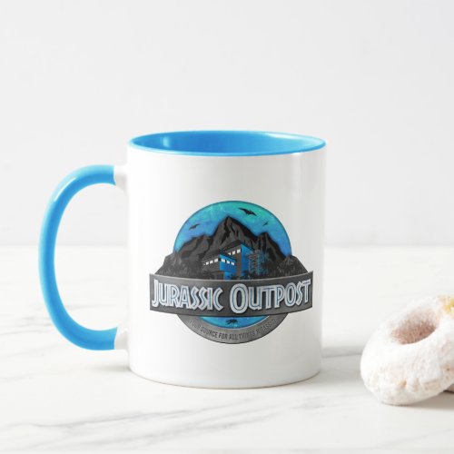Classic Blue Jurassic Outpost Logo Mug