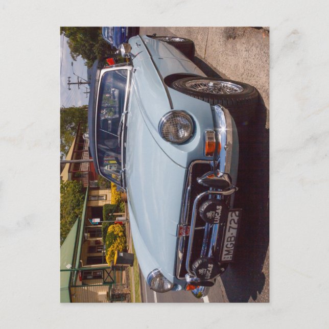 Classic blue MGB roadster sports car. Postcard (Front)
