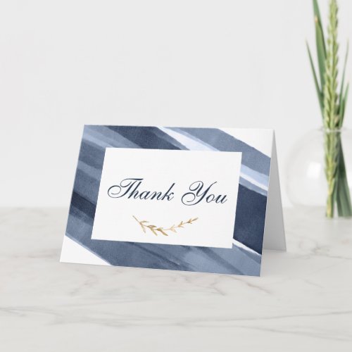 Classic Blue modern and gold Thank you Card