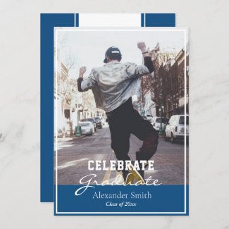 Classic Blue Modern Trendy Graduation