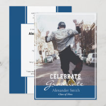 Classic Blue Modern Trendy Graduation