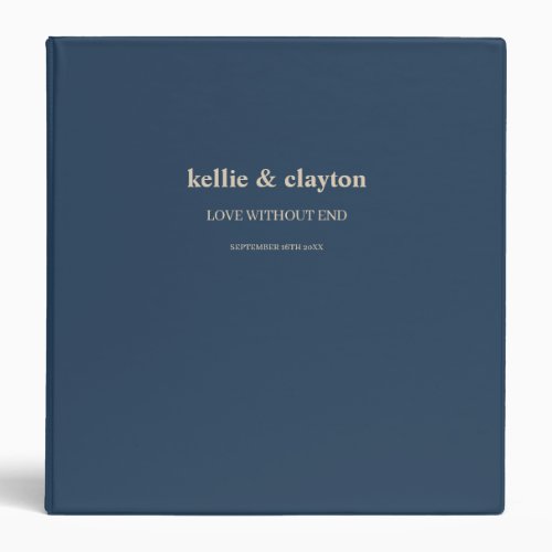 Classic Blue Modern Type Wedding Album 3 Ring Binder