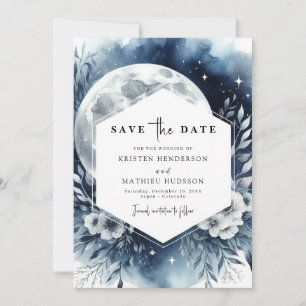 Classic Blue Moonlit Wedding Save The Date